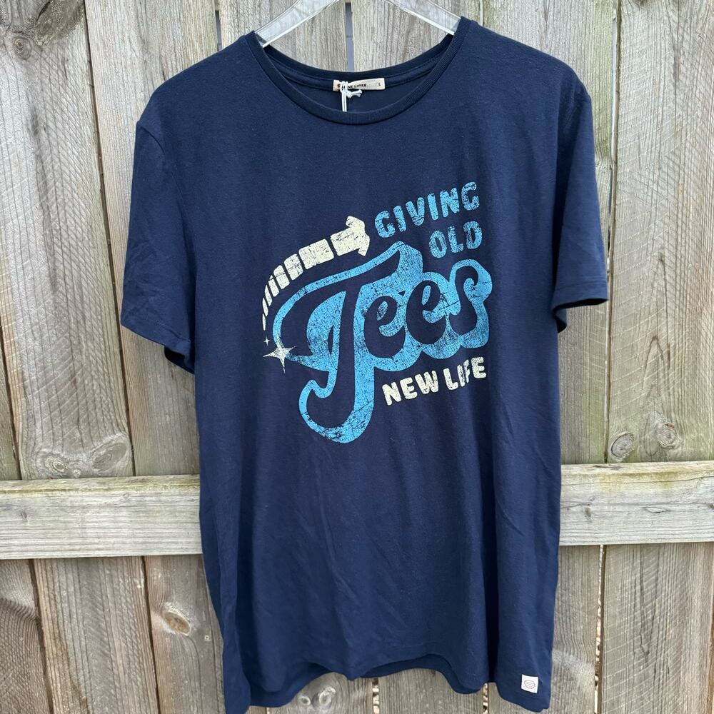 Marine Layer T-Shirt Graphic Tee Soft‎ Sustainable Recycled Blue Large NWT